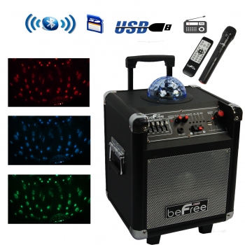 beFree Sound Projection Party Light  Dome 6.5 Inch Subwoofer Bluetooth Portable Party Speaker with USB/ SD Input, FM Radio, Remote Control and  Microphone 