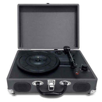 Pyle Retro Belt-Drive Turntable with USB-to-PC Connection, Rechargeable Battery (Black) 